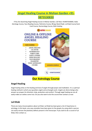angel healing course in mohan garden 91 9873530830