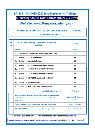 PAS514_ISO 14065 Lead Implementer Training