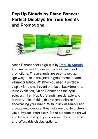 pop up stands by stand banner perfect displays for your events and promotions