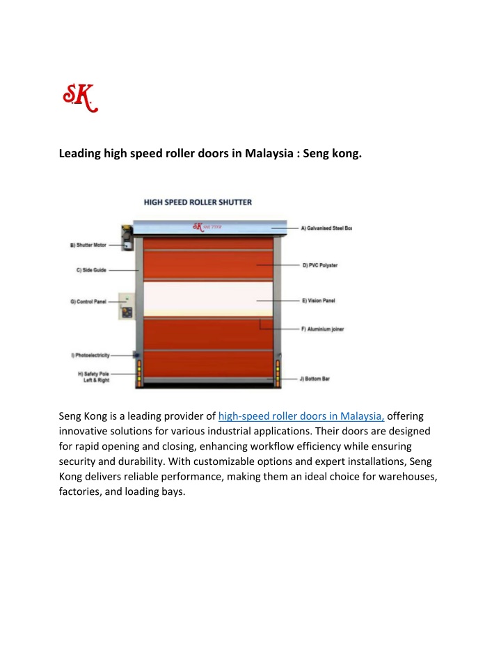 leading high speed roller doors in malaysia seng