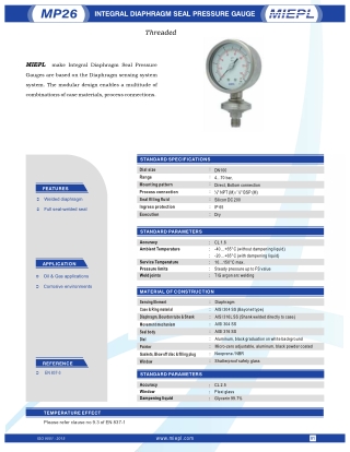 Integral Diaphragm Seal Pressure Gauge - Threaded | India Pressure Gauge