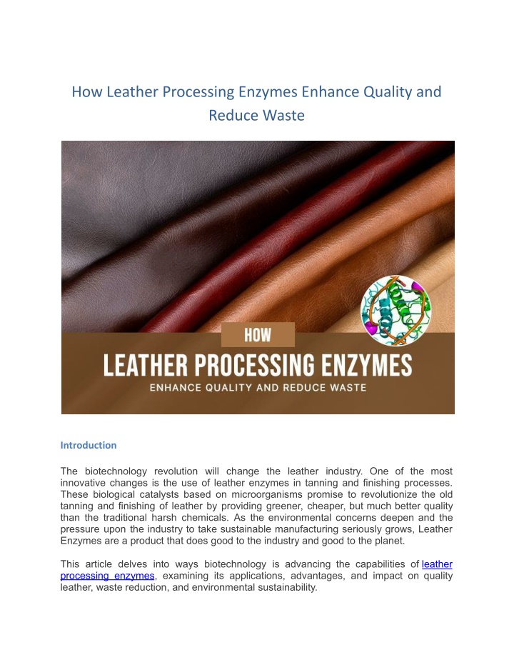 how leather processing enzymes enhance quality