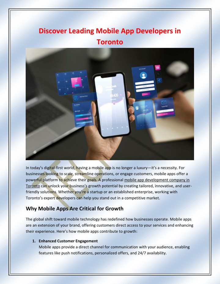 discover leading mobile app developers in toronto