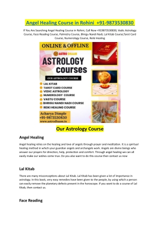 Angel Healing Course in Rohini  91-9873530830