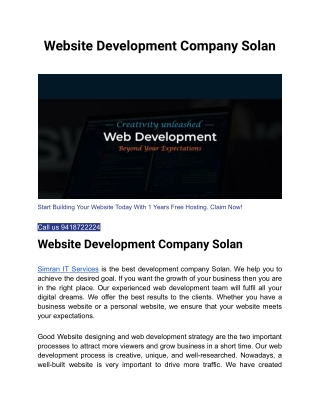 Website Development Company Solan