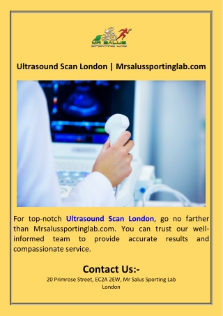 Ultrasound Scan London  Mrsalussportinglab.com