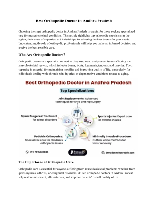 Best Orthopedic Doctor In Andhra Pradesh