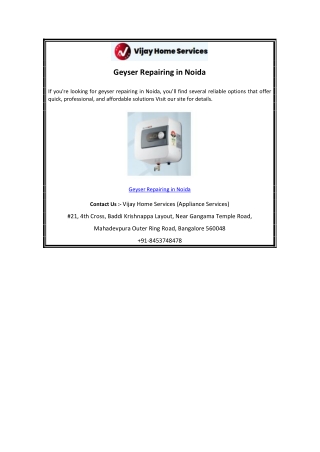 Geyser Repairing in Noida