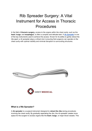 rib spreader surgery a vital instrument