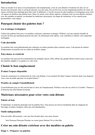 “Créer un coin détente extérieur avec des meubles en palette.”