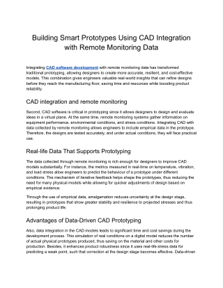 Prescient- Building Smart Prototypes Using CAD Integration with Remote Monitoring Data
