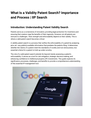 what is a validity patent search importance