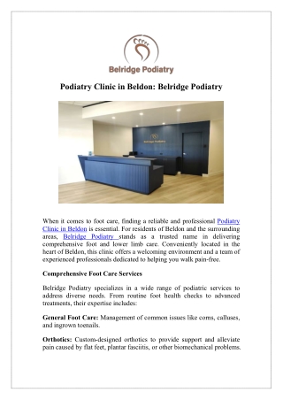 Top Podiatry Clinic in Beldon – Foot Care