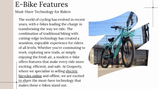 e bike features must have technology for riders