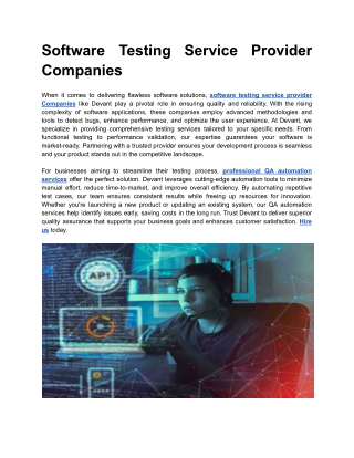 Software Testing Service Provider Companies