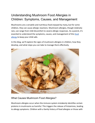 understanding mushroom food allergies in children