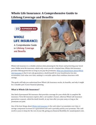 whole life insurance a comprehensive guide