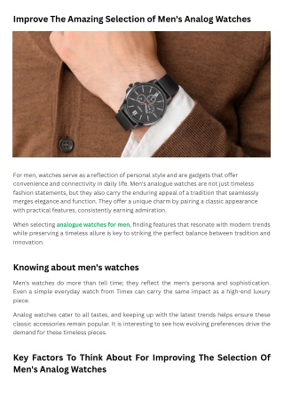 improve the amazing selection of men s analog