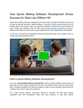 How Sports Betting Software Development Drives Success for Sites Like William Hill