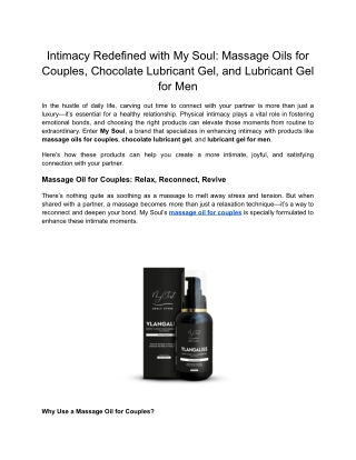 Intimacy Redefined with My Soul_ Massage Oils for Couples, Chocolate Lubricant Gel, and Lubricant Gel for Men