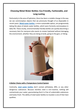 Choosing Metal Water Bottles Eco-Friendly, Fashionable, and Long-Lasting