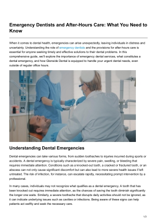 Emergency Dentists and After-Hours Care What You Need to Know