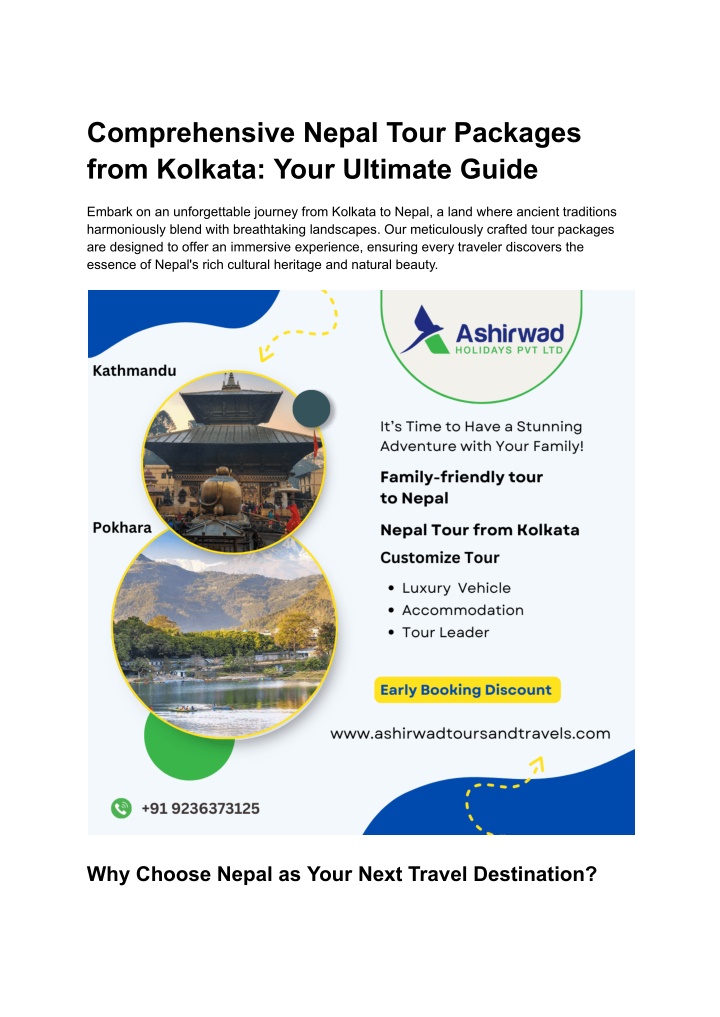 comprehensive nepal tour packages from kolkata