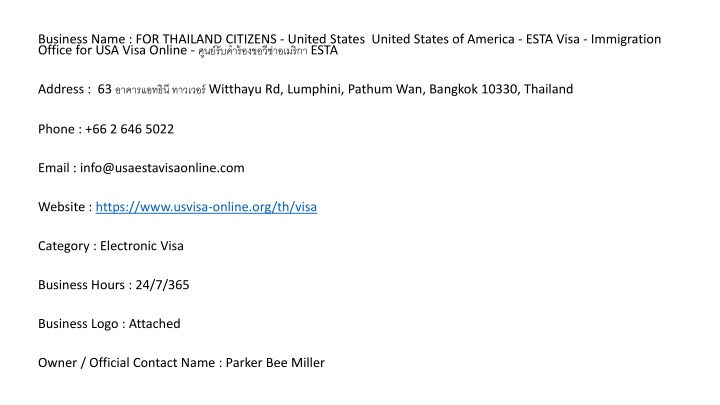 business name for thailand citizens united states