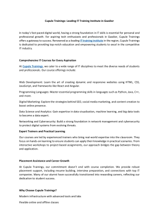 cupule trainings leading it training institute