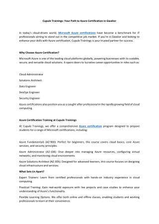 cupule trainings your path to azure certification