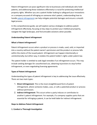 How to Address Patent Infringement Effectively