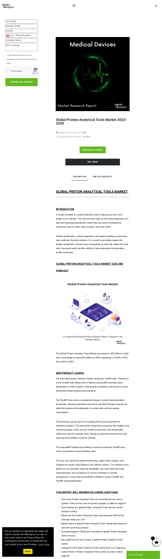 The Future of Proteomics: Opportunities in the Global Protein Analytical Tools