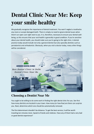 Dental Clinic Near Me - Advance Dental Clinic