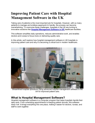 Hospital Management Software in the UK