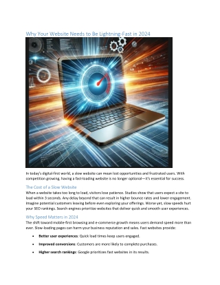 Why Your Website Needs to Be Lightning-Fast in 2024