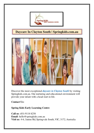 Daycare In Clayton South | Springkids.com.au