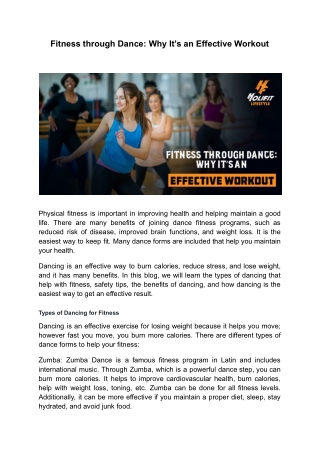 Fitness through Dance: Why It’s an Effective Workout