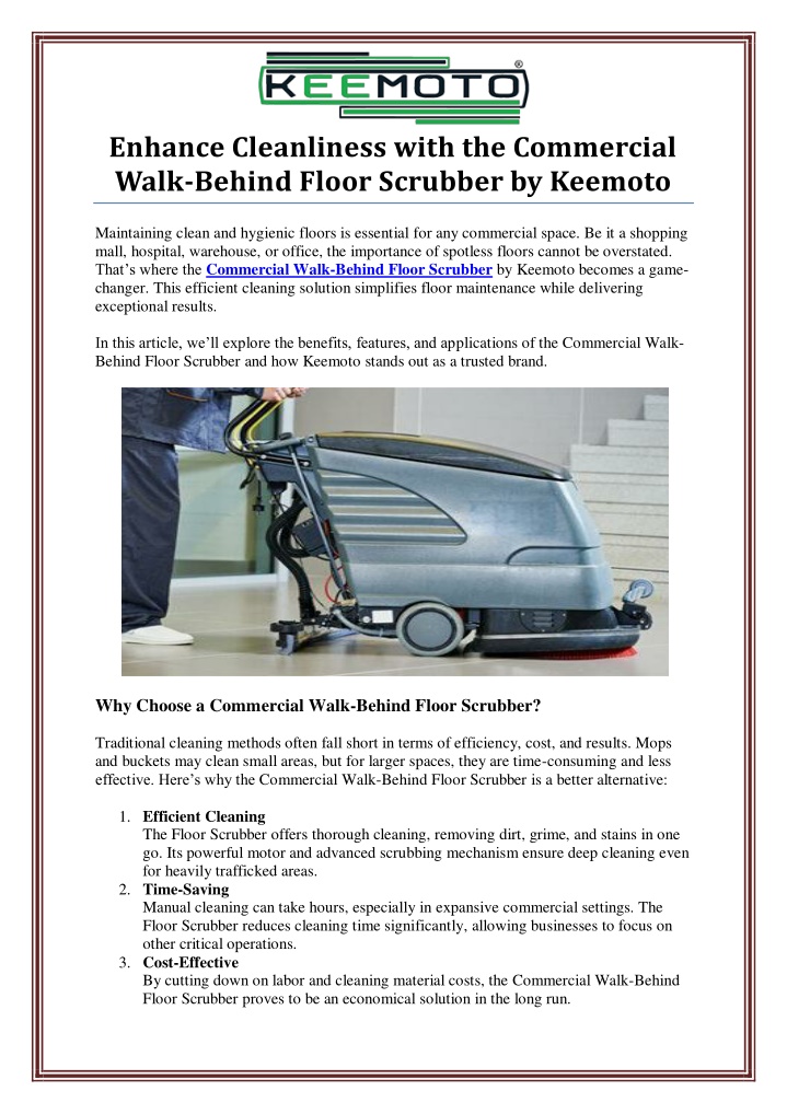 enhance cleanliness with the commercial walk