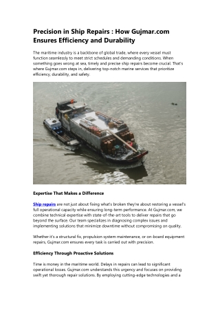 precision in ship repairs how gujmar com ensures