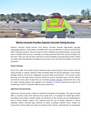 Martin Concrete Provides Superior Concrete Paving Services