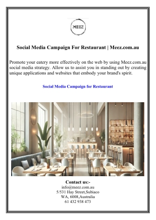Social Media Campaign For Restaurant  Meez.com.au
