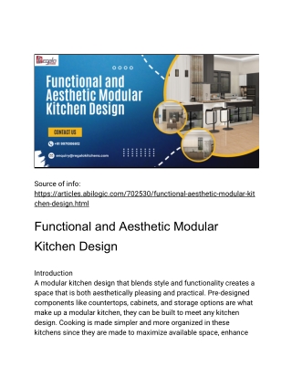 Functional and Aesthetic Modular Kitchen Design