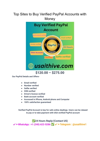 Top Sites to Buy Verified PayPal Accounts with Money