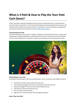 What is 3 Patti  How to Play the Teen Patti Cash Game.docx