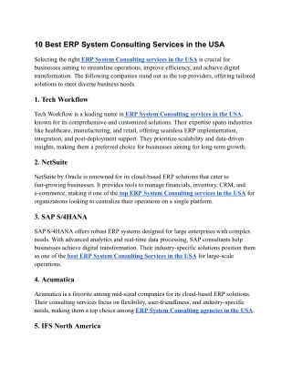 10 Best ERP System Consulting Services in the USA