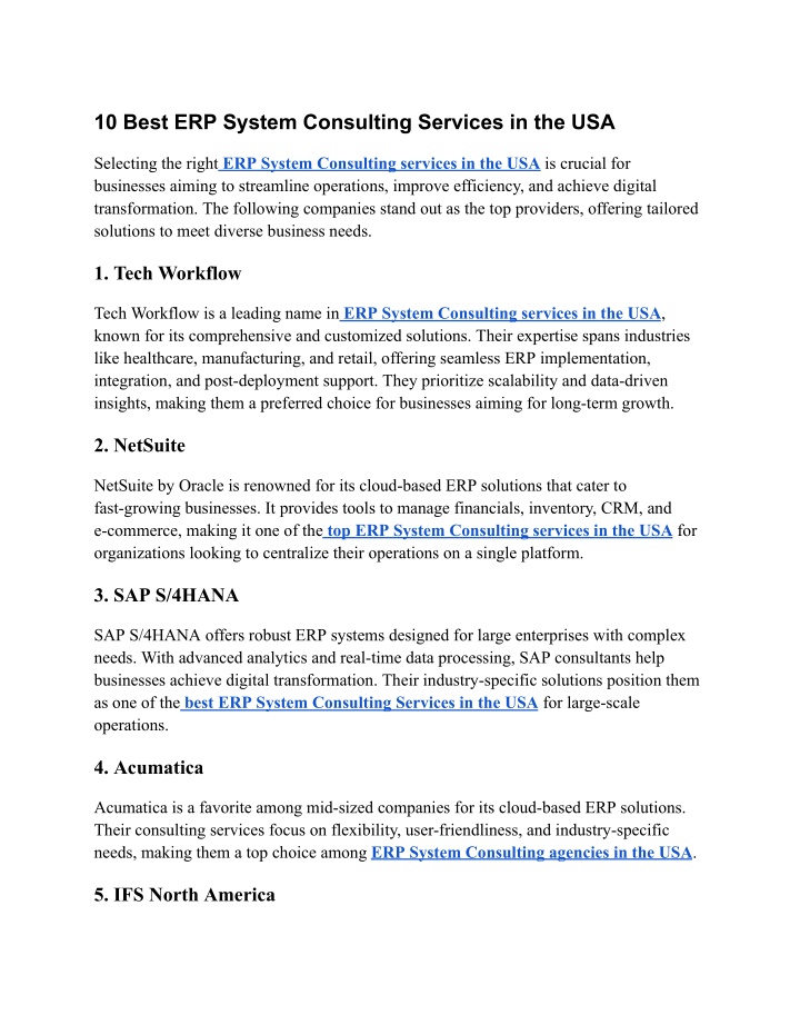 10 best erp system consulting services in the usa