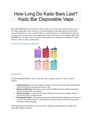 How Long Do Kado Bars Last? Kado Bar Disposable Vape