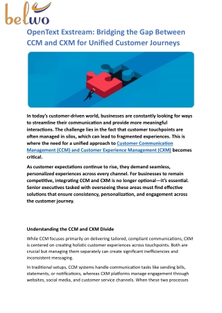 OpenText Exstream Bridging the Gap Between CCM and CXM for Unified Customer Journeys
