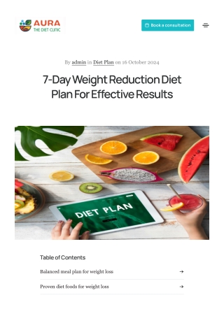 7-Day Weight Reduction Diet Plan For Effective Results - Aura the Diet Clinic