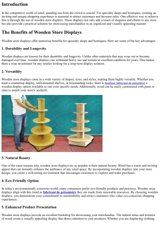 Wooden Store Displays for Specialty Shops and Boutiques